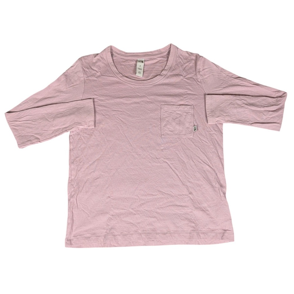The North Face Womens Long Sleeve Pocket T-Shirt Mauve Pink Crew Neck 3764 - Picture 2 of 9